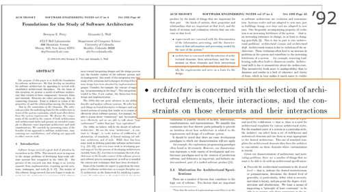Perry and Wolf definition of sw architecture